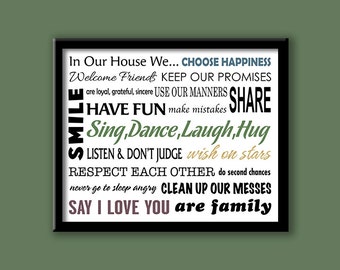 House Rules -  In Our House We 16 x 20 INSTANT DOWNLOAD