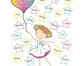 Ballet personnalisé personnalisé ou Dance Team Digital Print 8x10. Cadeau de professeur de ballet ou de danse. Appréciation de l'enseignant. Danse, Hip Hop, Tap, Ballet