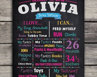 Signe de style de chalkboard d'anniversaire - garçon ou fille - 8x10 ou 16x20 impression numérique faite par carte