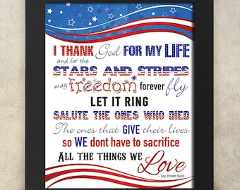 Zac Brown Band Lyrics Subway Art - Memorial Day, Veterans - 4th of July, Labor Day - Patriotic - Red, white and blue - Love-Instant Download
