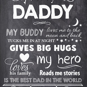Daddy Father's Day Chalkboard Sign 8x10 Subway Art Instant Download image 2