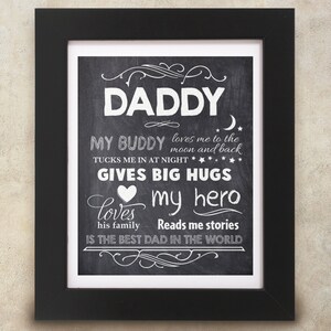 Daddy Father&#39;s Day Chalkboard Sign 8x10 Subway Art Instant Download