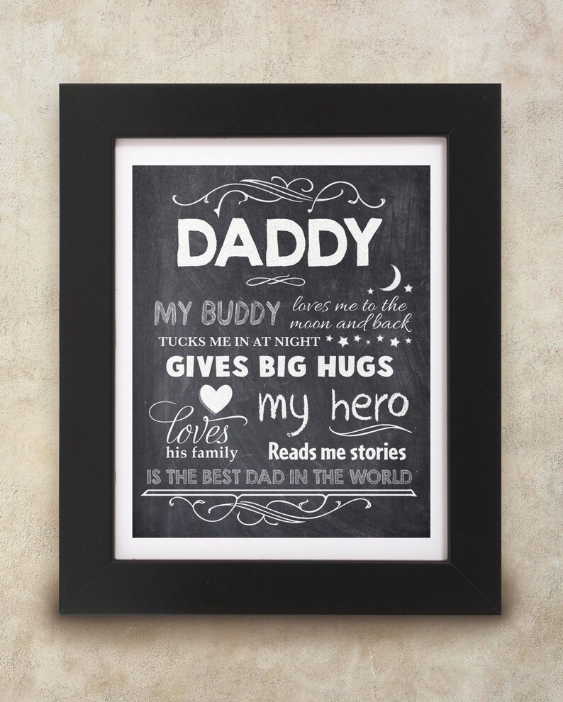 Daddy Father's Day Chalkboard Sign 8x10 Subway Art Instant Download image 1