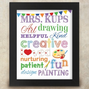 Personalized Art Teacher Subway Art with Name 8 x 10 digital print - Teacher Appreciation - Art teacher Gift