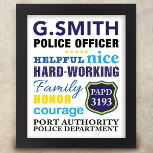 Police Officer Sign, Police Officer Gift personalized with name, police badge number and department 8x10 Printable Digital File