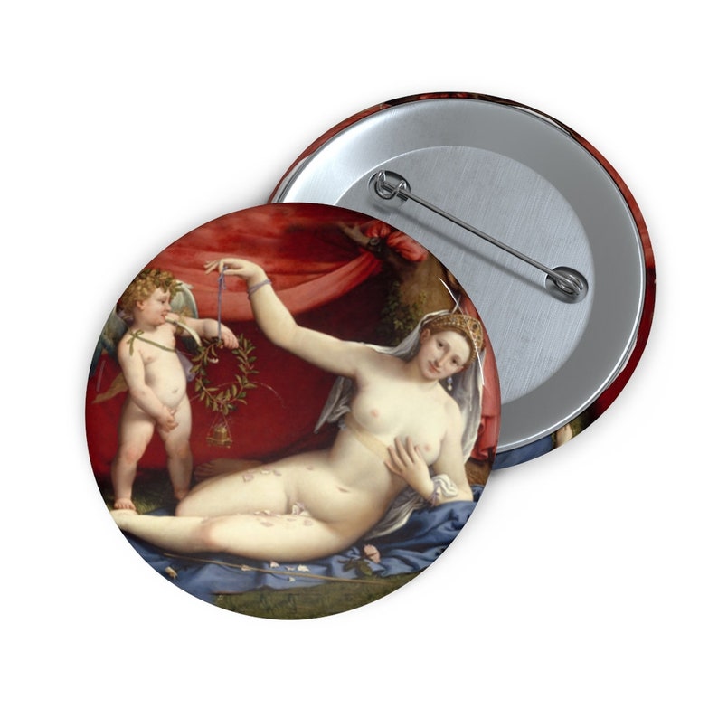 Venus and Cupid 1520s Lorenzo Lotto Italian Metal Pin Button