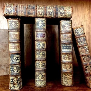 OLD BOOK Leather Antique Binding from 1700s - Literature, History, Religion, Law