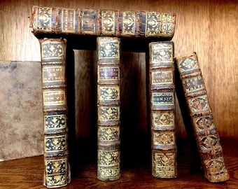 OLD BOOK Leather Antique Binding from 1700s - Literature, History, Religion, Law