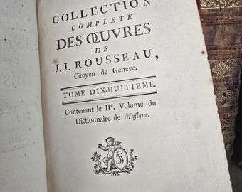 1782 - Obras de J.J. Rousseau, ciudadano de Ginebra - Diccionario de música