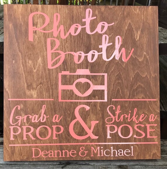Custom Vinyl Photo Booth Wood Canvas Sign Custom Names Etsy