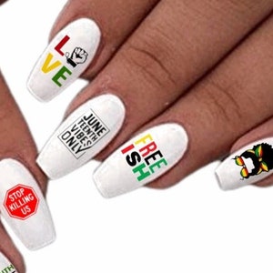 Juneteenth celebration DIY manicure nail art decals Free Shipping