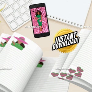 pink and green memo notes, printable memo, instant download stationery journal