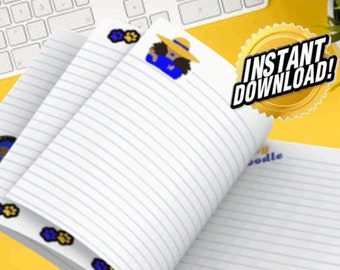 rhoyal blue and gold memo notes, printable memo, instant download stationery journal