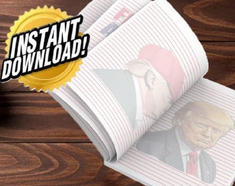 Printable Trump 2024 Notebook Stationery.  7 Different designs Print & download instantly stationary Trump notebook, Trump journal, workbook