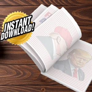 Printable Trump 2024 Notebook Stationery.  7 Different designs Print & download instantly stationary Trump notebook, Trump journal, workbook