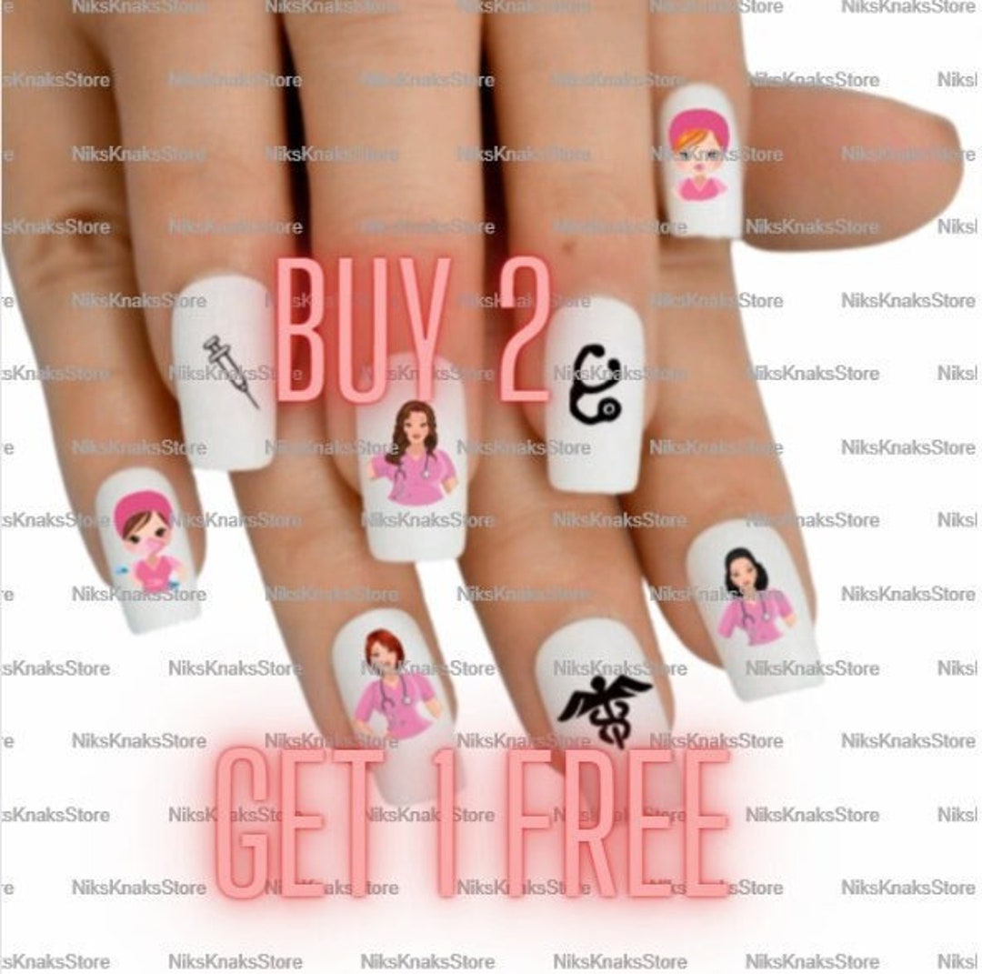 Nurse DIY caucasian Nail Art Decals. Buy 2 Sets Get 1 Decal - Etsy