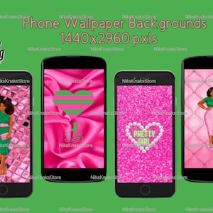 pink and green pretty girl cellphone wallpaper cell phone background digital download