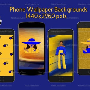 Pretty Poodle cellphone wallpaper royal blue and gold cell phone background digital download