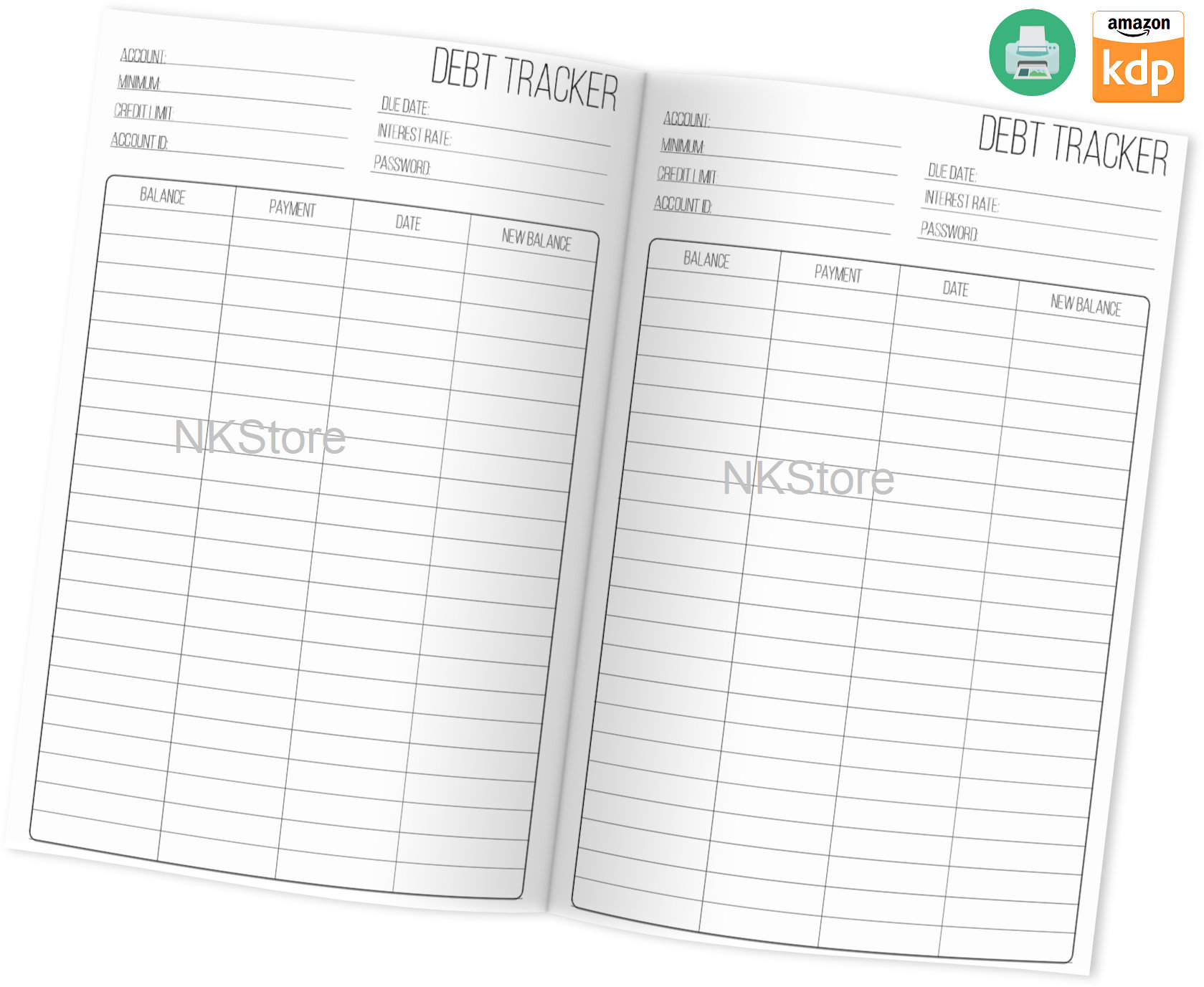 Digital Download Low Content KDP Interior Insert Printable Debt Tracker ...