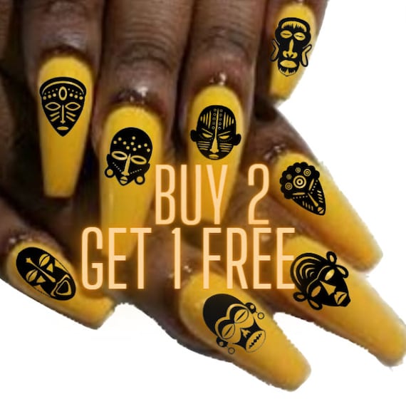 diy African mask nail art decals FREE SHIPPING