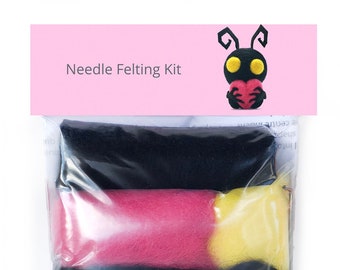Cute little Heart Stealer. Needle Felting DIY Kit, Makes one character.