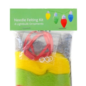 Make Your Own Christmas Lightbulb Ornaments Kit - makes 4. Needle Felting DIY Kit