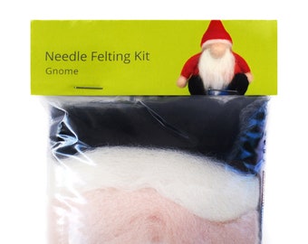 Make Your Own Gnome. 3” high and 2" wide, Needle Felting DIY Kit