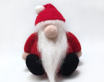 Needle Felted Santa 3” high x 2.5" wide,  handmade needle felted character.