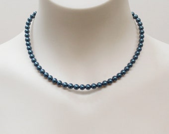 Collier réglable de perles Swarovski Thaitian de 6 mm, collier de perles blanches, collier élégant simple, collier de perles vintage, cadeau pour elle