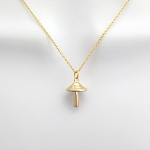 Mushroom necklace, 14K gold/ silver necklace, Pendant necklace, Cute jewelry, Dainty jewelry, Christmas gift, New year gift, Wife gift