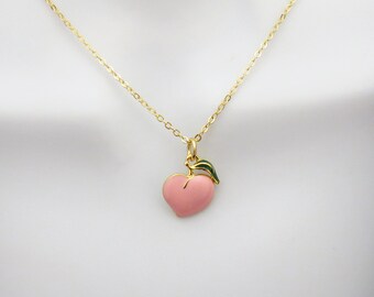 Perzik ketting, Fruit ketting, Gouden ketting, Voedsel ketting, Leuk cadeau, Uniek cadeau, Schoonzus cadeau, Afstudeercadeau