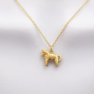 Dala Horse Necklace, Animal necklace, Cute necklace, Gold Silver necklace, Graduation gift, Friendship gift, Gift idea, Gift for her
