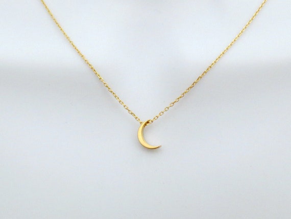 Small Crescent Moon Necklace Dainty Moon Necklace Cute Moon | Etsy