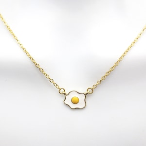 Fried egg necklace, Gold necklace, Soft boiled egg necklace, Cute gift, Cute necklace, Gift for girlfriend, Gift for best friend