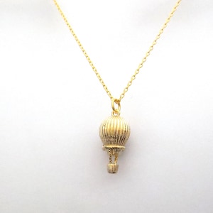 3D Hot air balloon necklace, Gold necklace, Silver necklace, Fire balloon necklace, Birthday necklace, Good day necklace, Gift necklace