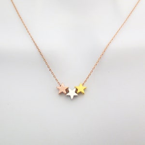 Three star necklace, Triple star necklace, Multi color star necklace, 3 star necklace, Dainty necklace, Minimal necklace, Gift for her