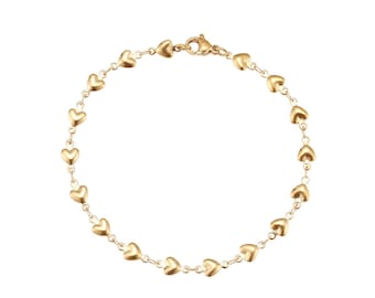 Pulsera de cadena con corazón, Pulsera de corazón, Pulsera de amor, Pulsera de oro, Pulsera de plata, Pulsera con colgante, Pulsera de regalo, Regalo para mujer