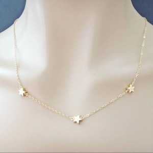 3 Star Necklace, 3 Gold Star Necklace, Triple Gold Star Necklace, Star Gift, Star Pendant, Star Jewelry, Three Star Necklace