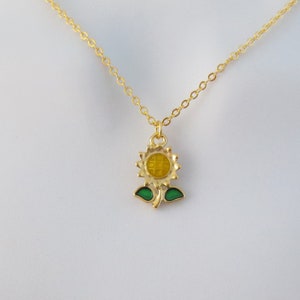 Sunflower necklace, Flower necklace, Gold necklace, Good luck necklace, Luck necklace, Fortune necklace, Good luck gift, Fortune gift