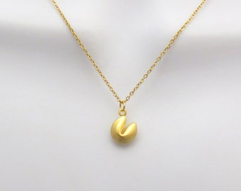 Fortune cookie necklace Good luck necklace Gold necklace Charm necklace 14K gold plated necklace Gift idea Graduation gift