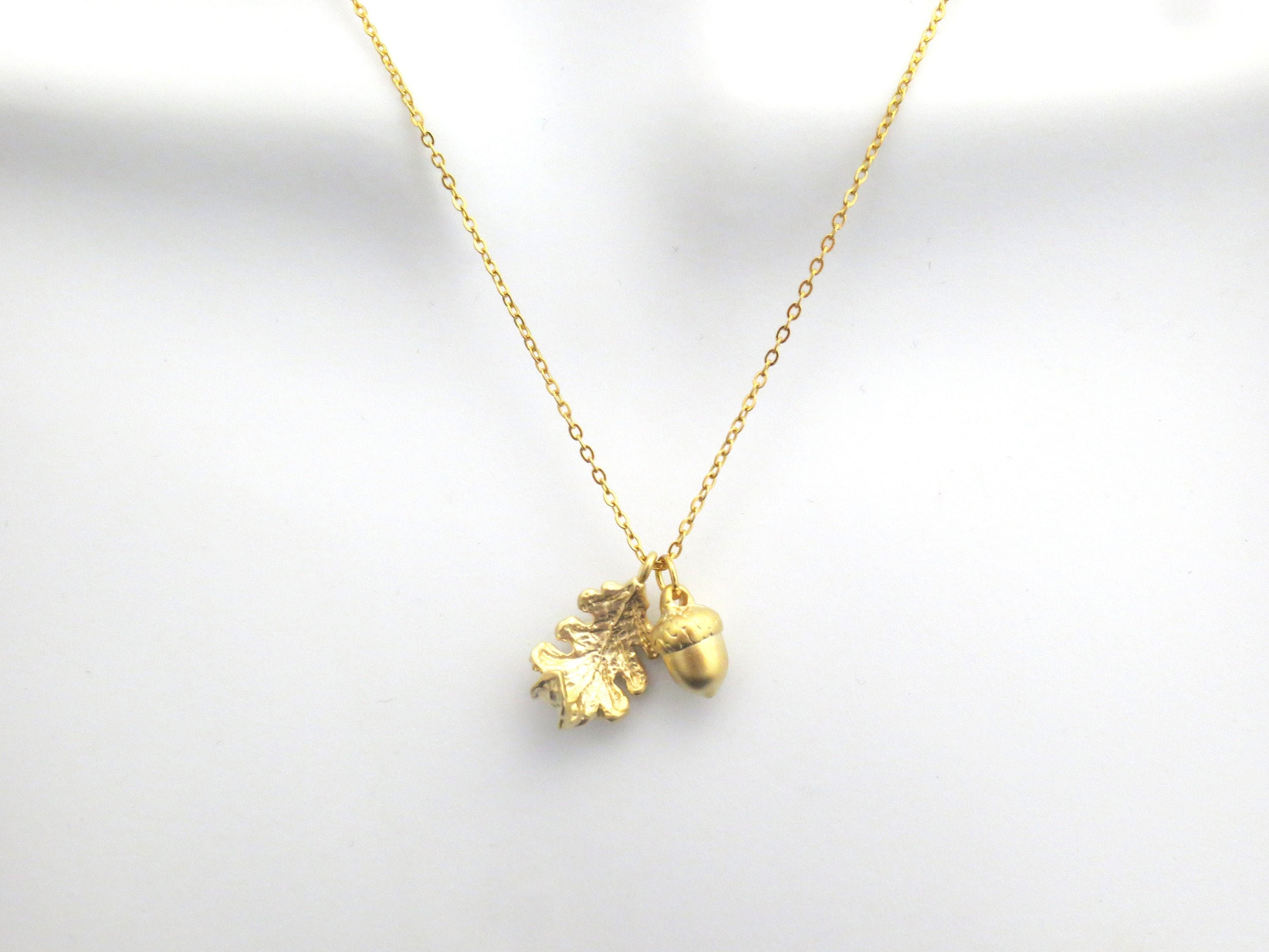 Acorn and Oak Leaf Necklace Acorn 