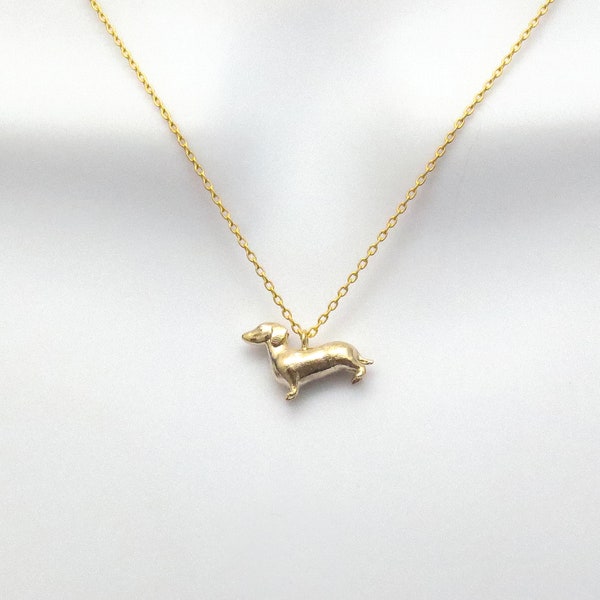 3D necklace Dog necklace Dachshund necklace Gold necklace Pendant necklace 14K gold plated necklace graduation gift Girlfriend gift