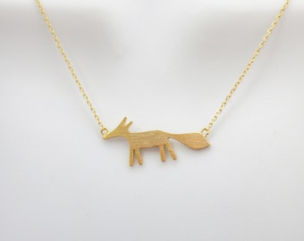 Fox necklace, Cute fox necklace, Animal necklace, 14K gold plated necklace, Silver necklace, Animal gift, Cute gift, Animal lover gift