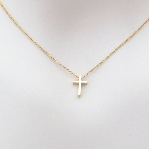 Small cross necklace, Dainty cross necklace, Cute cross necklace, Gold Silver Rose gold necklace, Friendship Mom Birthday gift necklace