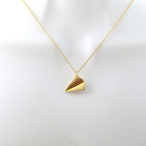 Collar de avión de papel, collar de plata dorada, collar de avión, regalo de agradecimiento a un maestro, regalo de cumpleaños, regalo para una hija, regalo para una mujer