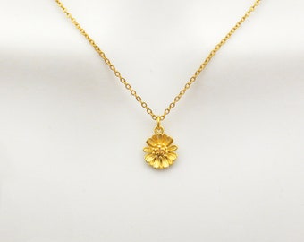 Collier fleur marguerite en or, collier floral pour cadeau femme, collier avec pendentif marguerite, collier à breloques fleur en or