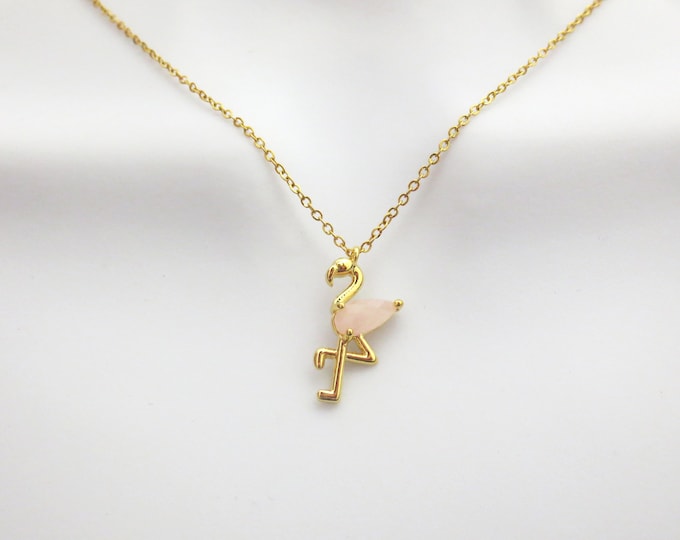 MANZHEN Delicate Rhinestone Pink Flamingo Pendant Necklace For Women - Trendy Gift - View #12