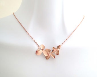 Rose gold, Orchid, Flower, Necklace, Lovers, Best friends, Mom, Sister, Gift, Accessory, Jewelry