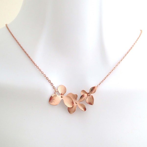 Rose gold, Orchid, Flower, Necklace, Lovers, Best friends, Mom, Sister, Gift, Accessory, Jewelry