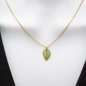 Tiny green leaf necklace, Leaf pendant necklace, Gold gift, Silver gift, Rose gold gift, Gold jewelry, Silver jewelry, Rose gold jewelry image 3